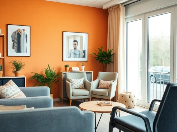 Psycholog Lublin conducting therapy in a cozy office, helping clients improve mental health with caring support.