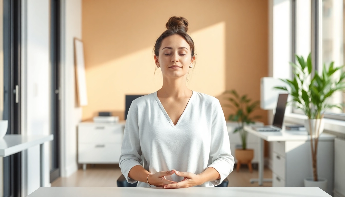 Guida pratica su Burnout come prevenirlo, con immagini di automedicina e gestione dello stress in ufficio