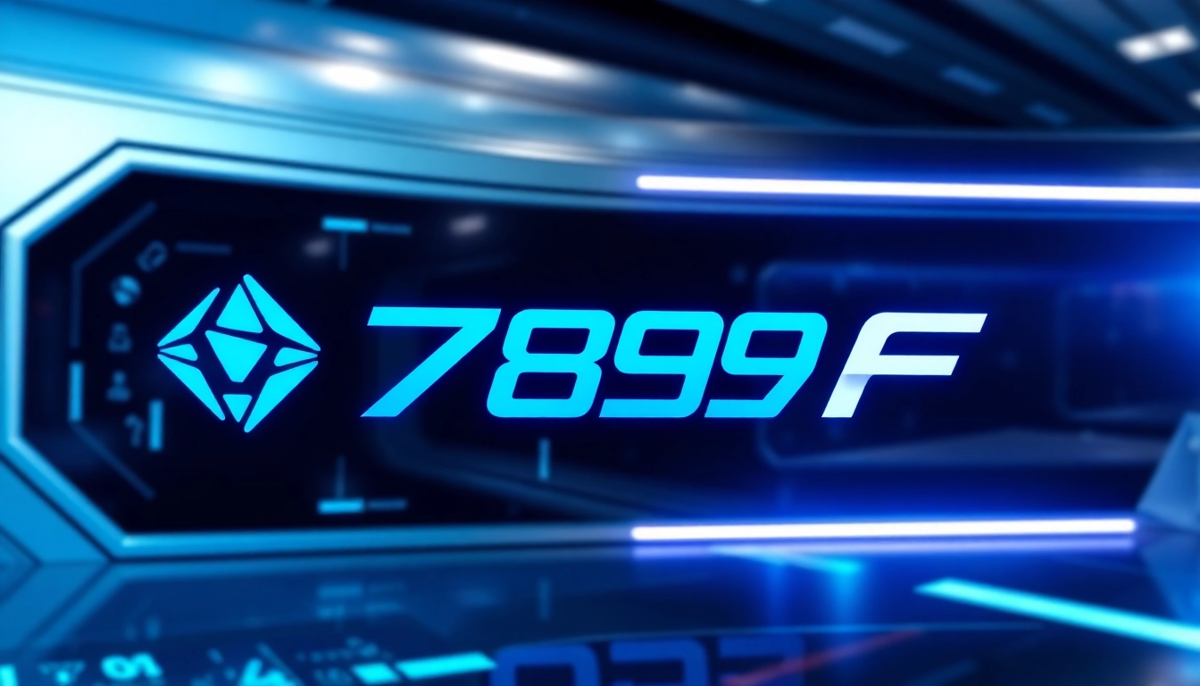 Dynamic visual of the 789F brand logo with high-tech design elements emphasizing trust and innovation in online services, suitable for homepage banner.