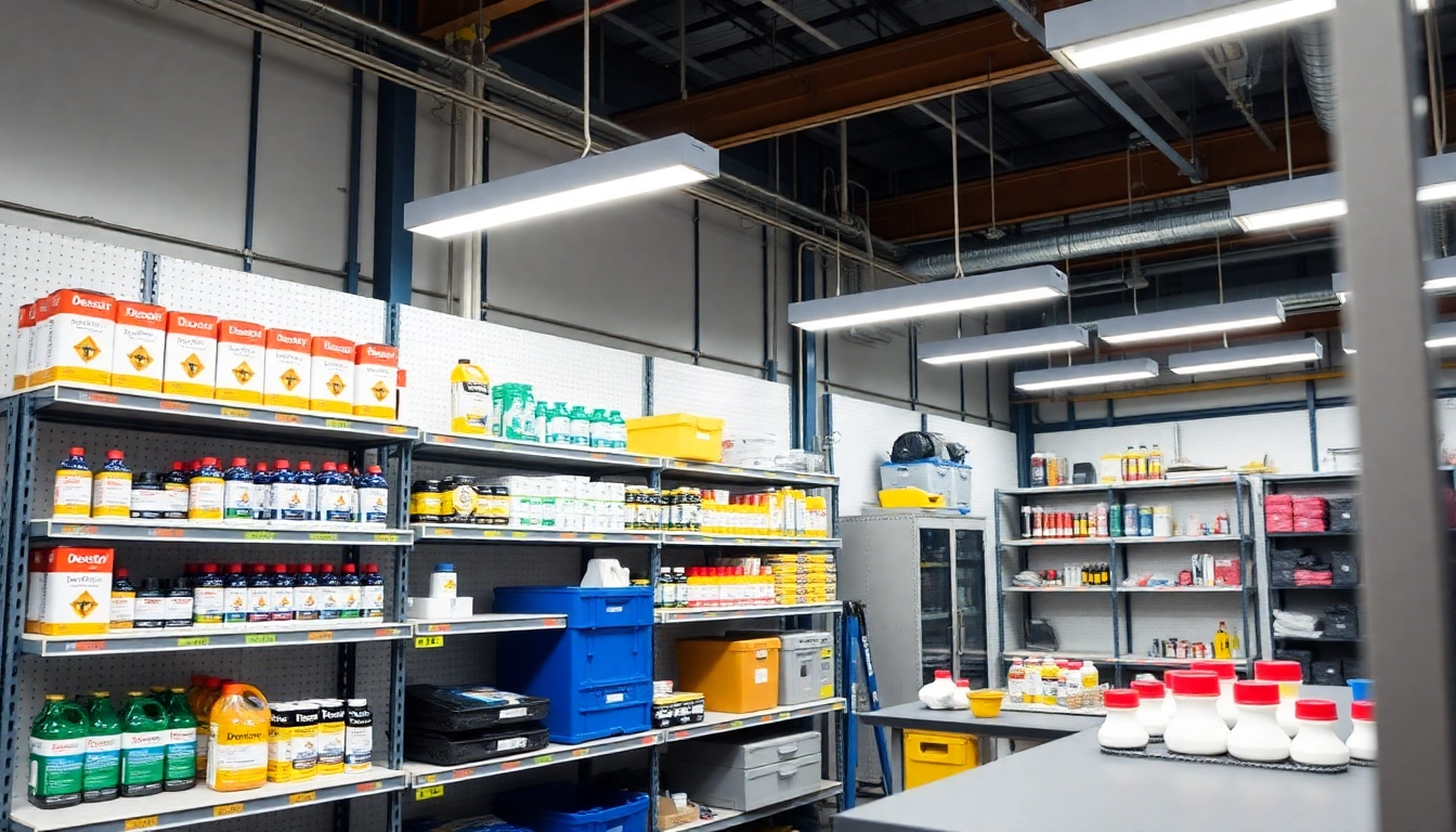 Explore premium quality products at https://pitertrade.ru/ featuring Devcon, Loctite, and Molykote in a well-organized industrial setting.