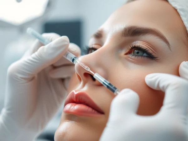 Administering a Botox Behandlung injection to enhance facial aesthetics in a clinical environment.