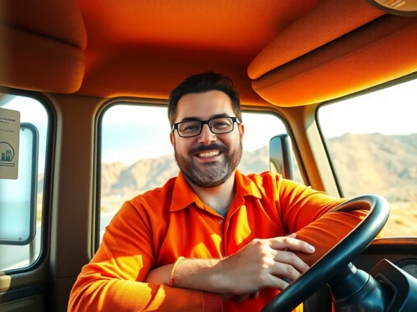 Truckers voice is showcased as a driver shares honest feedback inside a well-equipped modern truck cab, highlighting community and transparency.