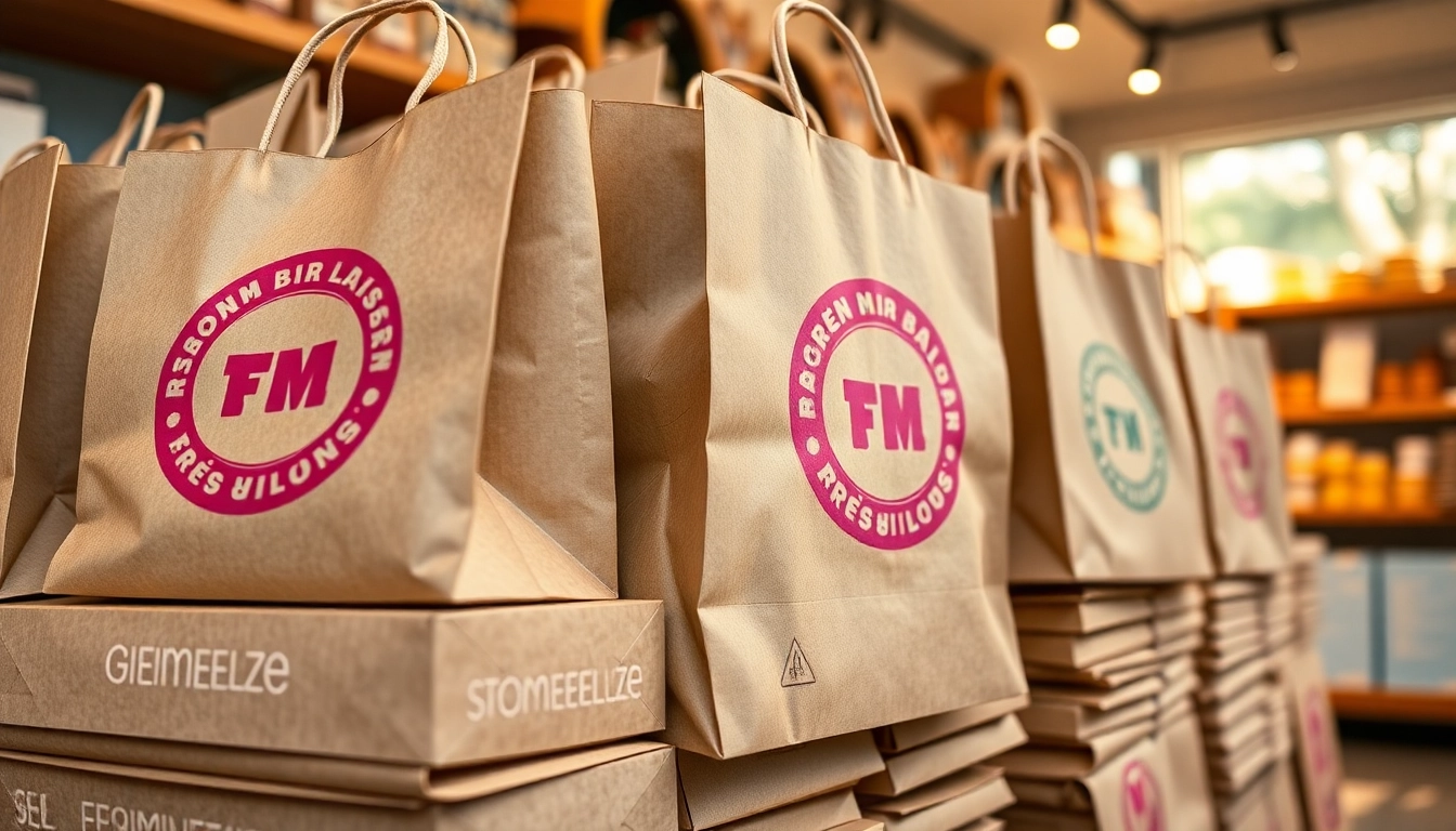 Durable torebki papierowe Lublin in vibrant designs, perfect for retail and catering, showcasing quality and eco-friendliness.