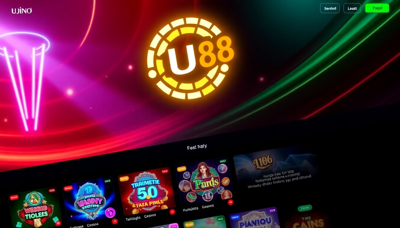 Engaging image highlighting UU88 branding with casino gaming visuals to attract online players and build trust.