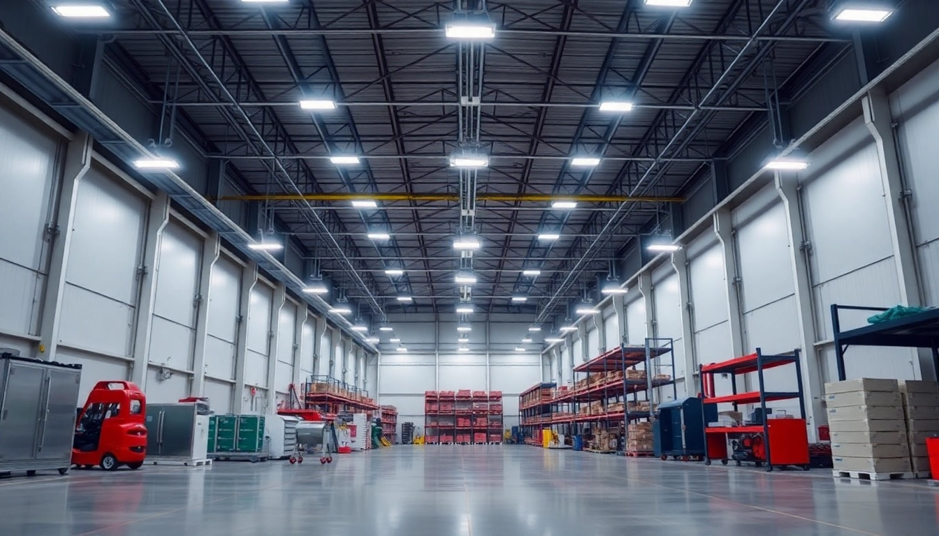 Moderne LED-Beleuchtung in einer Industriehalle