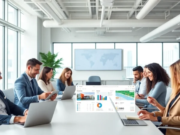 Real estate agents utilizing an all-in-one real estate platform to streamline client management and transactions efficiently