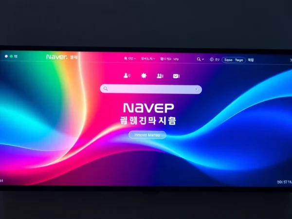 Naver homepage displaying Korean search engine interface with vibrant colors and modern design, highlighting digital connectivity efforts.