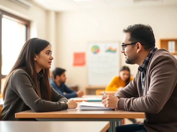 Personalized tutoring in Dbaye with a dedicated teacher working one-on-one with a Lebanese student in a cozy, well-lit classroom setting.