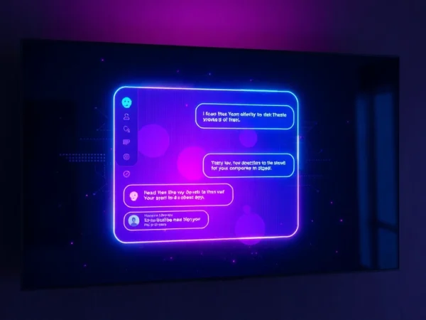 A futuristic AI chat interface with neon accents and digital textures, symbolizing unfiltered NSFW AI interactions.