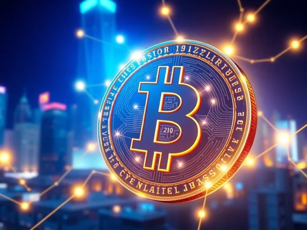 Cryptocurrency trading platform with digital coins, illustrating access to cryptocurrency