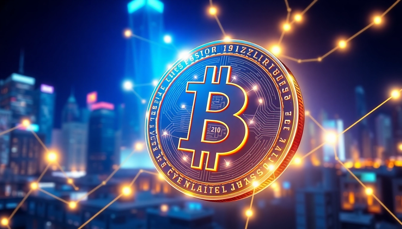 Cryptocurrency trading platform with digital coins, illustrating access to cryptocurrency
