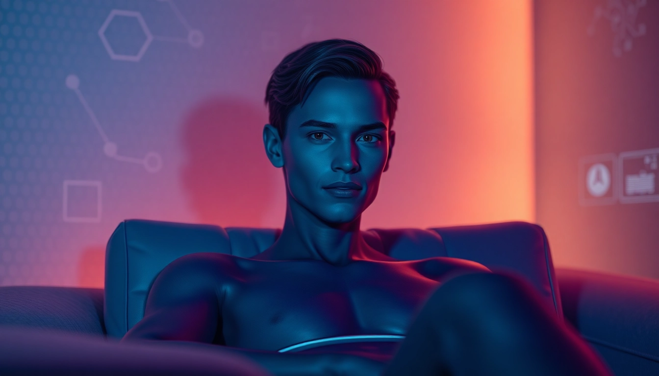 Futuristic AI avatar in a digital, high-tech environment, glowing and inviting