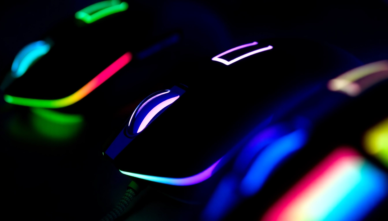 High-performance gaming mice with RGB lighting, adjustable DPI, and ergonomic grip in a gaming setup for precision control