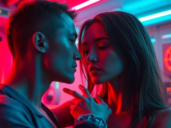 High-quality NSFW AI-generated visual showcasing a hyper-realistic virtual influencer in a cinematic setting, focusing on emotional expression and detailed textures for accessibility.