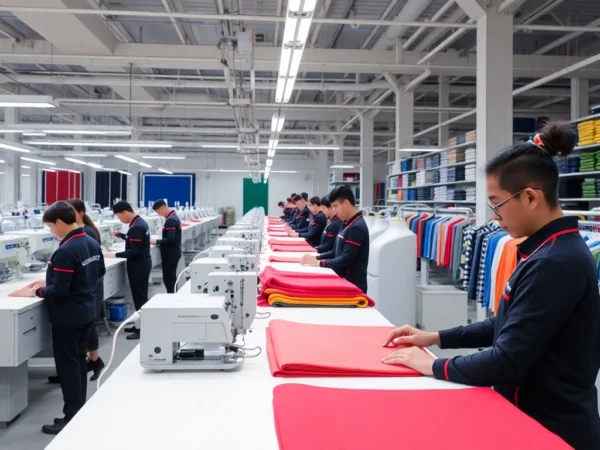 Leading clothing manufacturers in Pakistan showcasing high-quality custom apparel production with modern machinery and skilled workers.