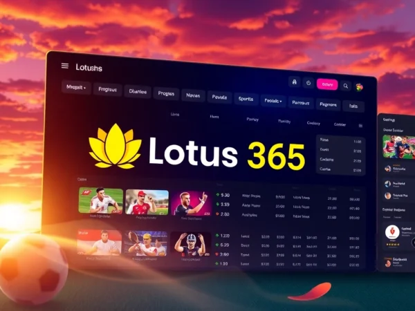 Lotus365 online betting platform showcases an engaging interface with sports icons and vibrant colors, emphasizing trust and activity for users in India.