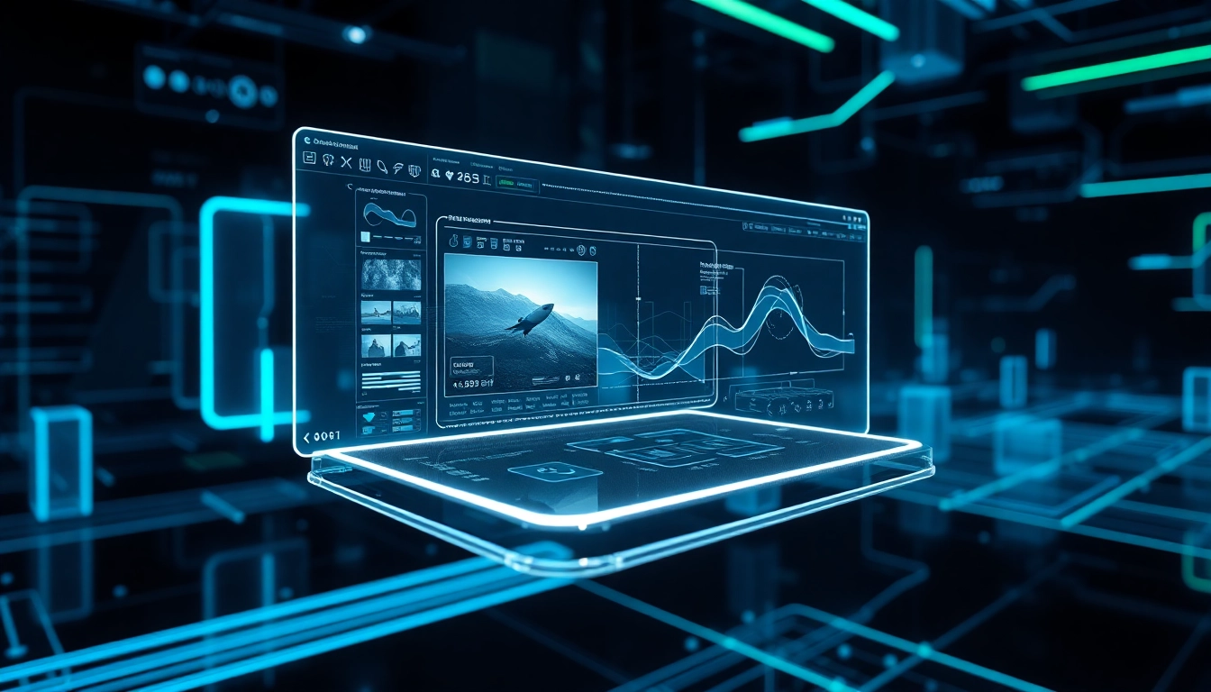 Futuristic holographic interface of Nano Banana AI showing complex image editing tools in a high-tech environment.