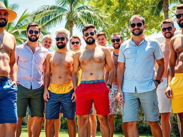 Men's Shorts loaded with vibrant colors worn during outdoor activity for casual and athletic purposes, emphasizing comfort and style.