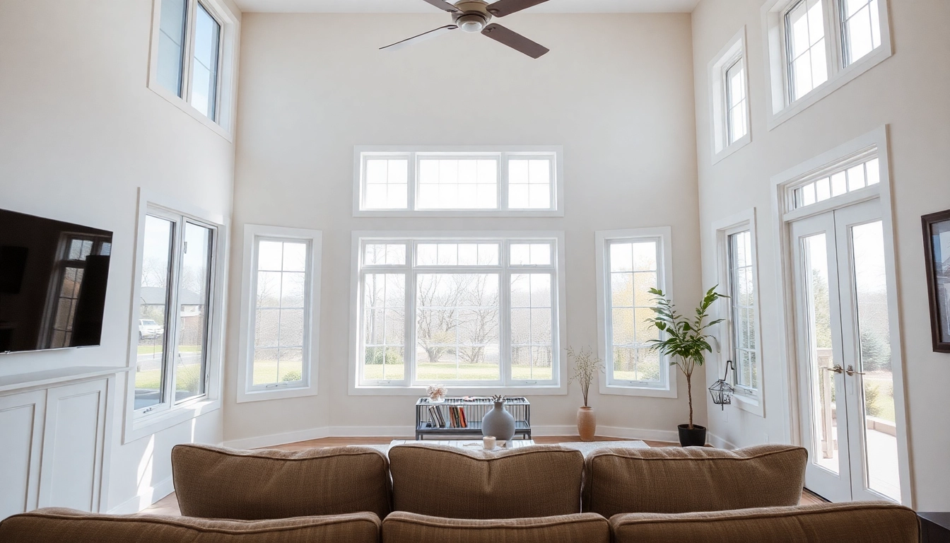 Upgrading a home with energy-efficient Replacement Windows Near Me in a sunlit living room.