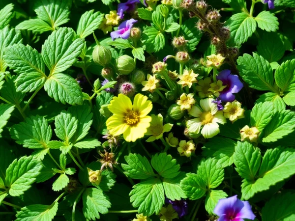 Vivid botanicals featuring lush herbs and plants for natural health and wellness uses
