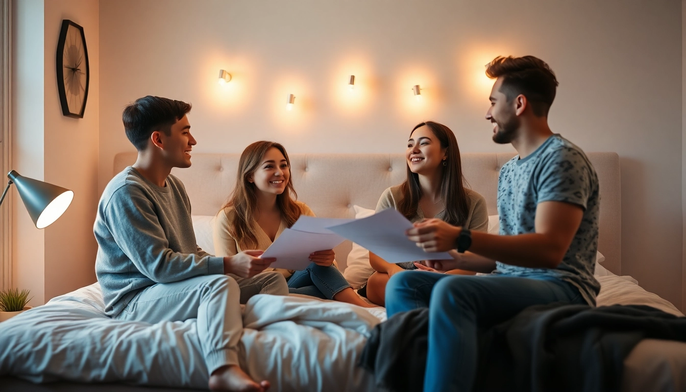 Young adults discussing plans cul in bedroom, emphasizing casual sexual relationships with