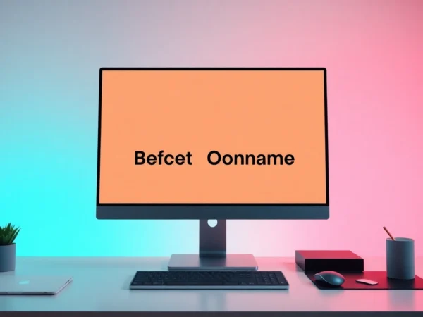 Showcase of a perfect domain name on a computer screen in a professional digital workspace