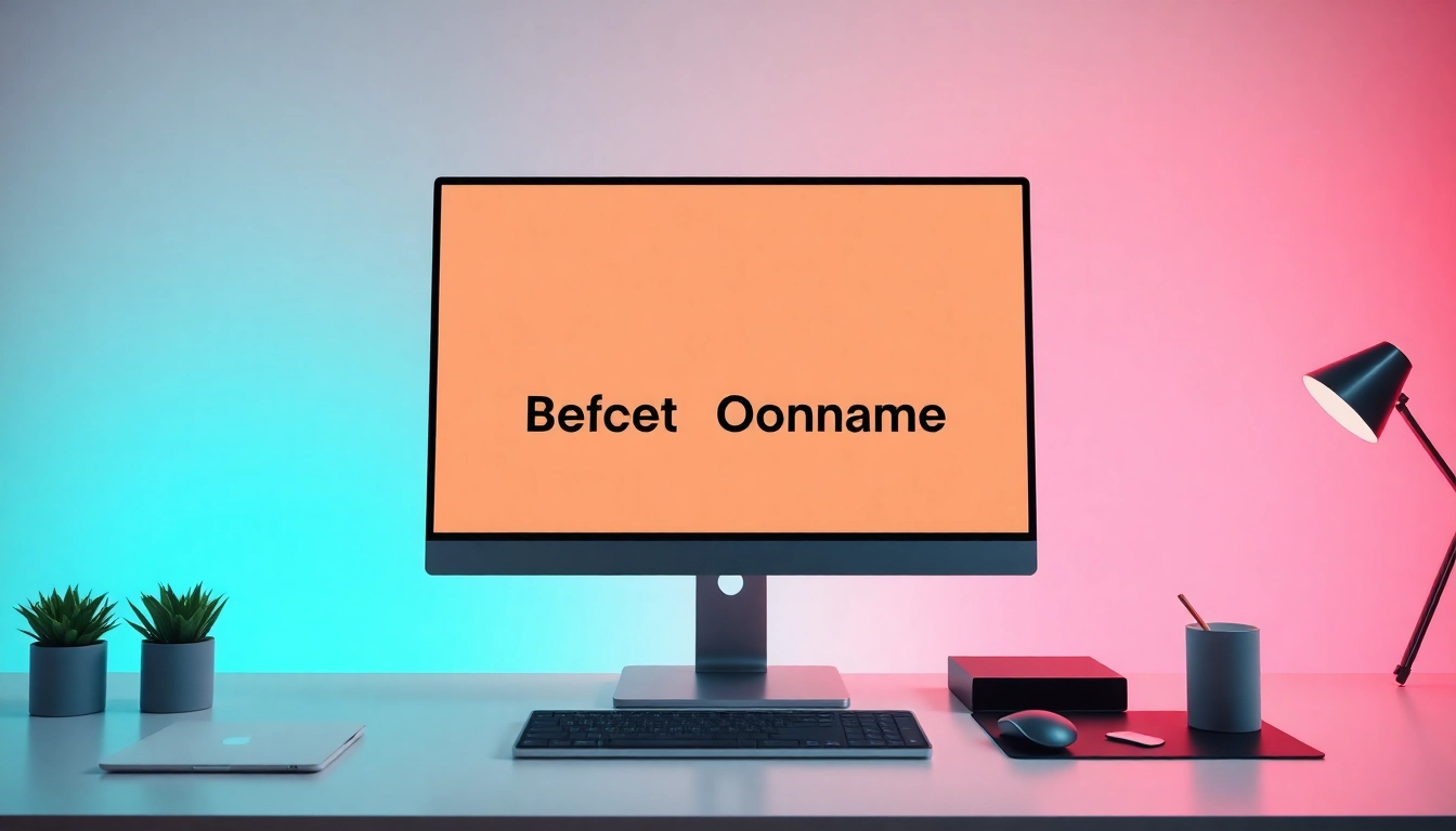 Showcase of a perfect domain name on a computer screen in a professional digital workspace