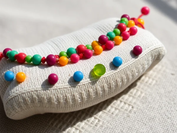 Elegant bransoletka na sznurku with colorful beads sparkling on a soft background, perfect for