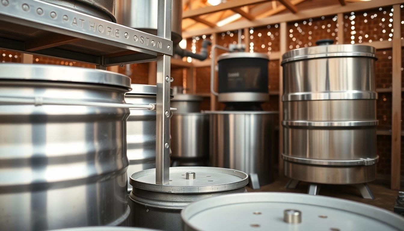 Material y maquinaria para apicultura showcasing stainless drip support, food-grade drums, and