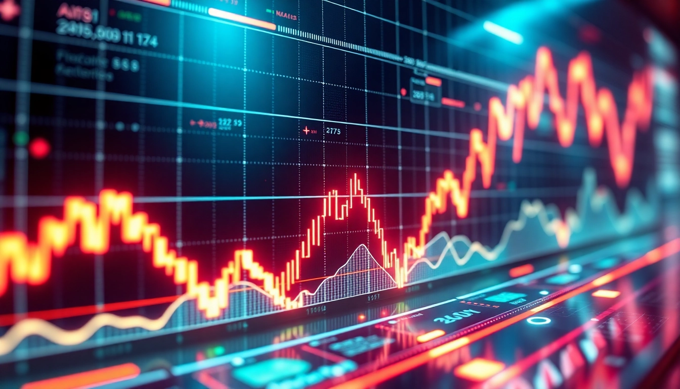 Modern graphic showing aicoin's real-time market data analysis with digital charts and graphs