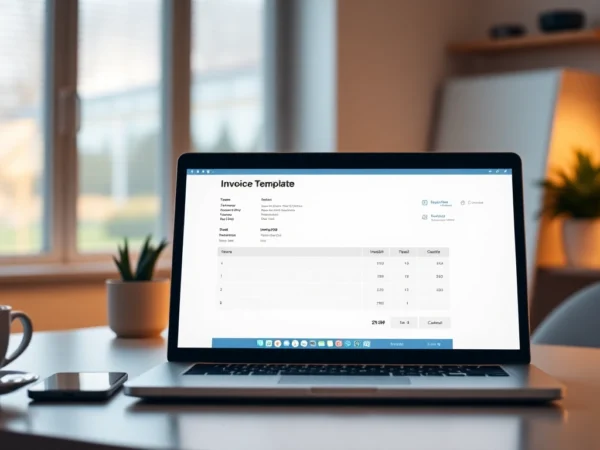Invoice Gen software in action on a laptop, simplifying professional invoicing for small